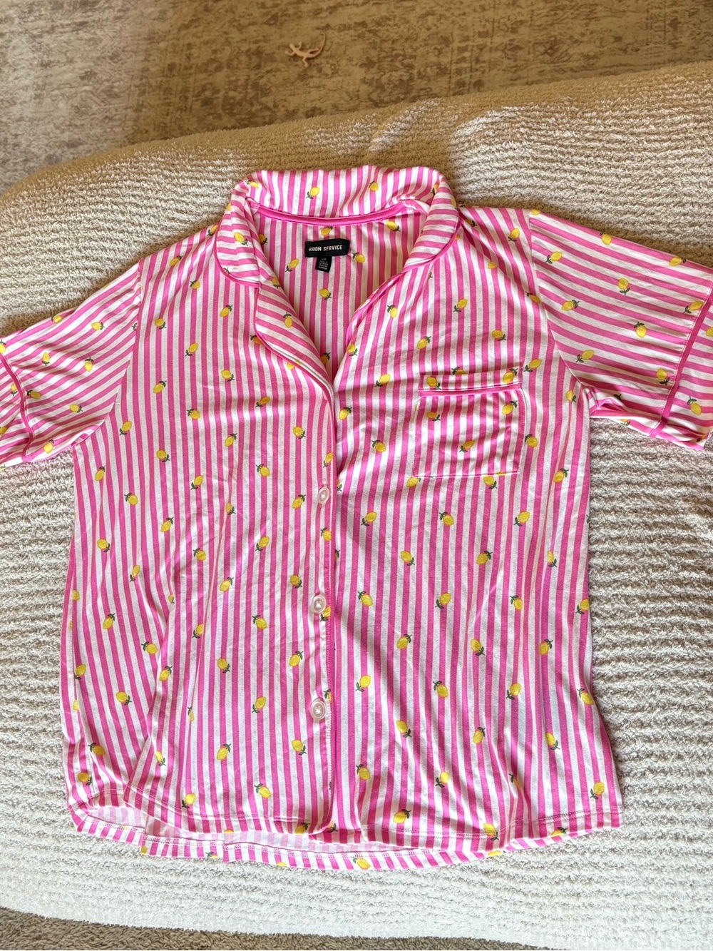Room Service Pj Lemon Striped Top